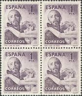 615 ** 1070(4). 1950. 1 Pts Violeta, Bloque De Cuatro. Excelente Centraje. MAGNIFICO. (Edifil 2018: +124€) - Other & Unclassified