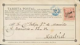 680 SOBRE EPPR4F. 1873. 5 Cts Rosa. TARJETA POSTAL PROVISORIA "Novísima Edición (Junio1873...)". MEDINA SIDONIA A MADRID - Other & Unclassified