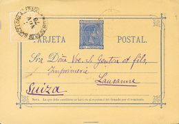 691 SOBRE EP8, 191. 1878. 5 Cts Ultramar Sobre Tarjeta Entero Postal De MONISTROL DE MONTSERRAT (BARCELONA) A LAUSANA (S - Autres & Non Classés