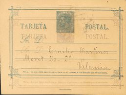 694 SOBRE EP11e. 1882. 10 Cts Violeta Gris Sobre Tarjeta Entero Postal DOBLE IMPRESION De ALBERIQUE (VALENCIA) A VALENCI - Autres & Non Classés