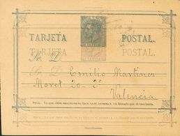 694 SOBRE EP11e. 1882. 10 Cts Violeta Gris Sobre Tarjeta Entero Postal DOBLE IMPRESION De ALBERIQUE (VALENCIA) A VALENCI - Sonstige & Ohne Zuordnung