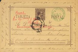 696 SOBRE EP19. 1890. 10 Cts Castaño Sobre Tarjeta Entero Postal De MADRID A SAN PETERSBURGO (RUSIA). En El Frente Llega - Sonstige & Ohne Zuordnung