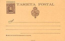 704 (*) EP37N. 1901. 10 Cts Castaño Sobre Salmón Sobre Tarjeta Entero Postal. Nº000000. MAGNIFICA. (Edifil 2017: 105€) - Autres & Non Classés