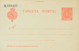 713 (*) EP45A. 1904. 10 Cts Naranja Sobre Azulado, Sobre Tarjeta Entero Postal. MAGNIFICA. (Edifil 2018: 129€) - Autres & Non Classés