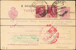 720 SOBRE EP57, 322(2). 1930. 15 Cts Lila Sobre Tarjeta Entero Postal Graf Zeppelin De MADRID A NUEVA ORLEANS (U.S.A.),  - Autres & Non Classés