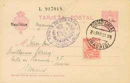 727 SOBRE EP66, 592A. 1931. 15 Cts Lila Rosa Sobre Tarjeta Entero Postal Correo Interior De MADRID, Con Franqueo Complem - Autres & Non Classés