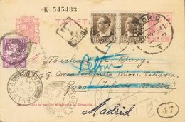 731 SOBRE EP69, 681(2). 1935. 15 Cts Lila Sobre Tarjeta Entero Postal De MADRID A GOZO (MALTA), Con Franqueo Complementa - Autres & Non Classés