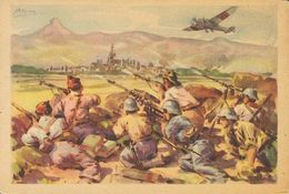 759 (*) . (1936ca). Tarjeta Postal Ilustrada De La Cruz Roja, Serie A Nº9 AVANZADILLA ANTIFASCISTA EN EL ATAQUE A HUESCA - Autres & Non Classés