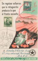 766 SOBRE. 1938. Tarjeta Postal De Campaña SIN REGATEAR ESFUERZOS QUE LA RETAGUARDIA PRODUZCA LO QUE EL FRENTE NECESITA  - Sonstige & Ohne Zuordnung