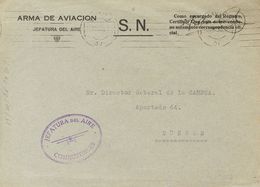 776 SOBRE. 1936. SALAMANCA A BURGOS. Marca JEFATURA DEL AIRE / COMBUSTIBLES, En Violeta Y Al Dorso Llegada. MAGNIFICA Y  - Sonstige & Ohne Zuordnung