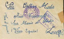 786 SOBRE. (1937ca). AVILA A LUGO. Marca BATALLON ANTIGAS / MANDO, En Violeta. MAGNIFICA Y RARA. - Other & Unclassified