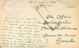 795 SOBRE. 1939. Tarjeta Postal De SANTA CRUZ DE TENERIFE A GRANADA. Marca De Franquicia COMUNICACIONES DE AVIACION / 4ª - Other & Unclassified