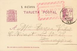 801 SOBRE EP69. 1937. 15 Cts Lila Sobre Tarjeta Entero Postal De MAHON A TARRAGONA. Matasello TARRAGONA, Aplicado A La L - Autres & Non Classés