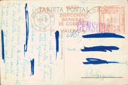 807 SOBRE. 1937. 40 Cts Rojo (franqueo Mecánico) De Las Brigadas Internacionales. Tarjeta Postal (Pablo Iglesias Agrupac - Sonstige & Ohne Zuordnung