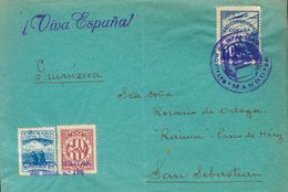 820 SOBRE. (1937ca). 10 Cts Azul PRO COMBATIENTES CORUÑA Y Sellos De Cruzada Contra El Frío De 10 Cts Azul Y 10 Cts Cast - Other & Unclassified