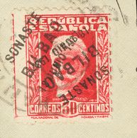 825 FRAGMENTO . 1937. 30 Cts Carmín, Sobre Fragmento. Sobrecarga SONASTE / BILBAO / 18 JUNIO 1937, De Iniciativa Privada - Nationalist Issues