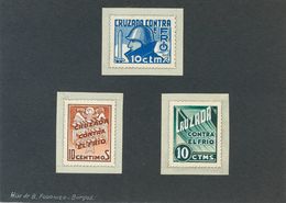 861 (*) . 1936. Espectacular PRUEBA DE ARTISTA COLECTIVA Con Tres Sellos De 10 Cts De Cruzada Contra El Frío Con Unos Di - Sonstige & Ohne Zuordnung