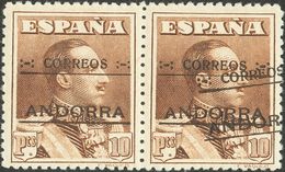 883 **/* 12, 12hh. 1928. 10 Pts Castaño, Pareja. Un Sello SOBRECARGA DOBLE (una De Ellas En Diagonal). MAGNIFICA Y RARIS - Other & Unclassified
