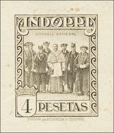 908 (*) 25P. 1929. 4 Pts Gris Negro. PRUEBA DE PUNZON. MAGNIFICA Y MUY RARA. - Autres & Non Classés