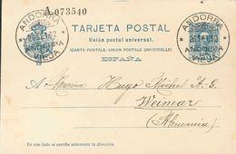 976 SOBRE España EP59. 1932. 25 Cts Azul Sobre Tarjeta Entero Postal De España ANDORRA LA VIEJA A WEIMAR (ALEMANIA) (rem - Other & Unclassified