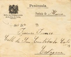 1009 SOBRE. 1896. Sobre EJTº DE OPERACIONES DE LA ISLA DE CUBA Dirigida A CARTAGENA (ESPAÑA). Marca De Franquicia GUARDI - Other & Unclassified