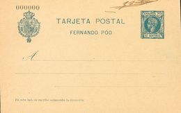 1066 (*) EP17M. 1903. 10 Cts Azul Sobre Tarjeta Entero Postal Nº000000. MAGNIFICA. - Fernando Po