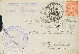 1128 SOBRE 4. 1912. 4 M Naranja CORREO JERIFIANO. FEZ (MARRUECOS) A BURDEOS (FRANCIA). Al Dorso Tránsito. MAGNIFICA Y MU - Spanish Morocco