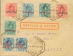 1178 SOBRE 62s(2), 292/96. 1924. 25 Cts Azul SIN DENTAR, Pareja Y Serie Completa De Correo Aéreo De España. Correo Aéreo - Other & Unclassified