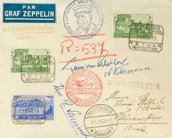 1195 SOBRE 111(2), 117. 1933. 1 Pts Verde, Dos Sellos Y 4 Pts Ultramar. Graf Zeppelin Certificado De TETUAN A PERNAMBUCO - Other & Unclassified