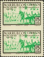 1216 ** 345(2). 1952. 15 Cts Negro Y Verde, Pareja Vertical. Variedad SIN DENTAR ENTRE LOS SELLOS. MAGNIFICA Y RARA, NO  - Other & Unclassified