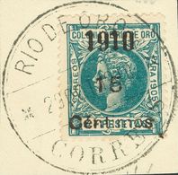 1260 FRAGMENTO 58. 1910. 15 Cts Sobre 4 Pts Verde, Sobre Fragmento. MAGNIFICO. - Other & Unclassified