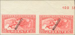 1296 ** 84s(2). 1914. 20 Cts Rojo, Pareja. SOBRECARGA MARRUECOS Y SIN DENTAR. MAGNIFICA. (Edifil 2013: +128€) - Other & Unclassified