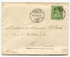 RC 8128 SUISSE 1879 - 25c HELVETIA ASSISE OBL. MENNEDORF POUR MULHOUSE ALSACE ALLEMAGNE LETTRE COVER TB - Covers & Documents