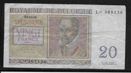 Belgique - 20 Francs  - 3-4-1956 - Pick N°132 - TB - Altri & Non Classificati