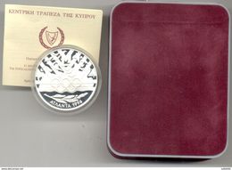 CYPRUS 1996 OLYMPIC GAMES ATLANTA  COMMEMORATIVE SILVER COIN IN OFFICIAL BANK'S CASE & CERTIFICATE - Chypre