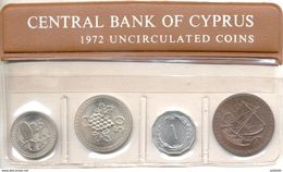 CYPRUS 1972 COMPLETE COINS SET UNC IN OFFICIAL BANK'S PLASTIC CASE - Chypre