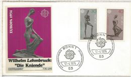 ALEMANIA BONN FDC EUROPA CEPT 1974 ARTE ESCULTURA - 1974