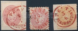 O 1864 3 Db Bélyeg Piros Bélyegzéssel - Sonstige & Ohne Zuordnung