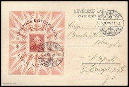 1934 LEHE Blokk Futott Levelez?lapon ,,JUBILEHE', Hátoldalán 2 Db II. Országos Bélyegkiállítási Bélyeggel, érdekes! - Other & Unclassified