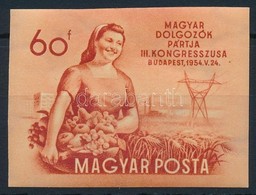 ** 1954 MDP Kongresszus (II.) Vágott Bélyeg (8.000) - Altri & Non Classificati