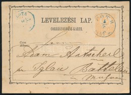 1874 Díjjegyes Levelez?lap / PS-card Kék / Blue 'FÓTH PEST M.' - Mähren - Andere & Zonder Classificatie