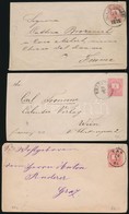 1874-1882 3 Db 5kr Díjjegyes Boríték I, V, VII Vízjellel - Altri & Non Classificati