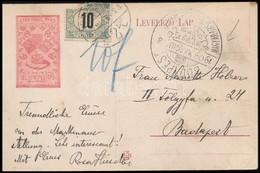 1909 Els? Magyar Orsz. Bélyegkiállítás Helyi Képeslap 10f (sérült) Portóval - Other & Unclassified