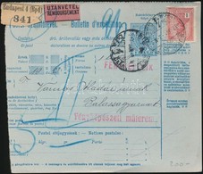 1917 Utánvétes Csomagszállító 1 K ,,BUDAPEST' - ,,BALASSAGYARMAT' - Sonstige & Ohne Zuordnung