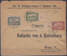 1918. Jul. 9. Légi Levél Bécsbe 1K50f Repül? Posta Bélyeggel és 1.80K Kiegészít? Bérmentesítéssel / Airmail Cover To Vie - Andere & Zonder Classificatie