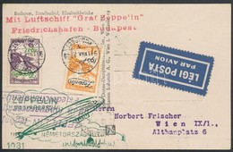 1931 Zeppelin Magyarország - Németországi útja Képeslap 1P és 2P Zeppelin Bérmentesítéssel Bécsbe / Zeppelin Flight From - Sonstige & Ohne Zuordnung