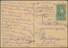 1940 10f Díjjegyes Levelez?lap 'KOZÁRMISLENY' Postaügynökségi Bélyegzéssel - Sonstige & Ohne Zuordnung