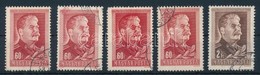 O 1949 Sztálin 3 Db Festékcsíkos,  Törl?rongy Csíkos, Ujjlenyomatos + 2 Db Papírráncos Bélyeg - Sonstige & Ohne Zuordnung
