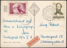 1954 Jókai Mór 60f Expressz FDC-n 1951-es Bélyegkiállítás Budapest Levélzáróval - Sonstige & Ohne Zuordnung