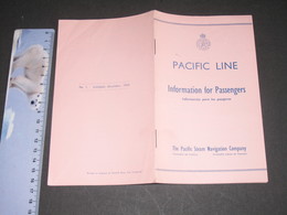 PACIFIC LINE - INFORMATION FOR PASSENGERS -DECEMBER 1954-16pp - Autres & Non Classés